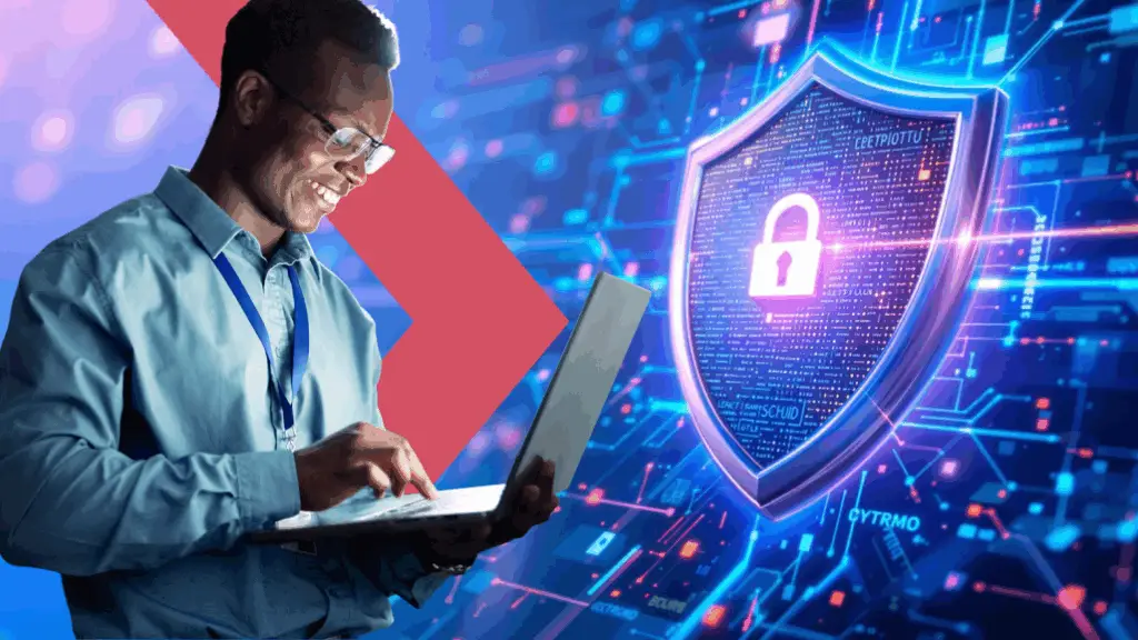 Cybersecurity in digital payments illustration showing secure online transactions and encryption