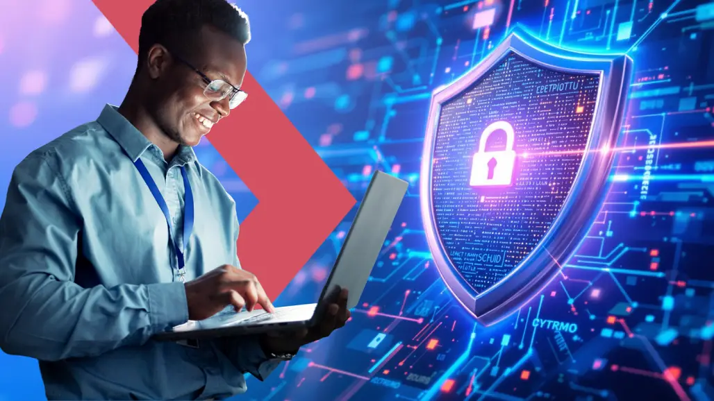 Cybersecurity in digital payments illustration showing secure online transactions and encryption